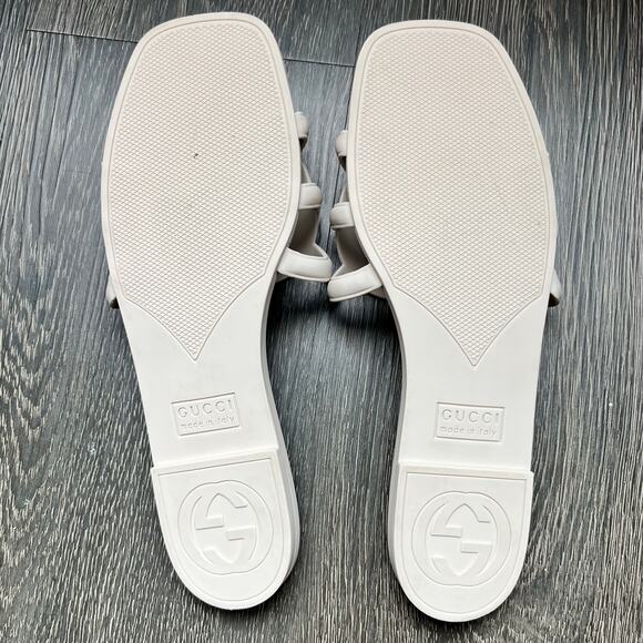 Gucci Interlocking G Slide Sandals Ivory Rubber Made in Italy Women’s SZ 10 - Picture 5 of 7